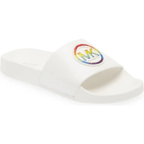 Michael Kors Gilmore Rainbow Pride Pool Slides Sandals Women's Size 11 New Boxed - Picture 7 of 10